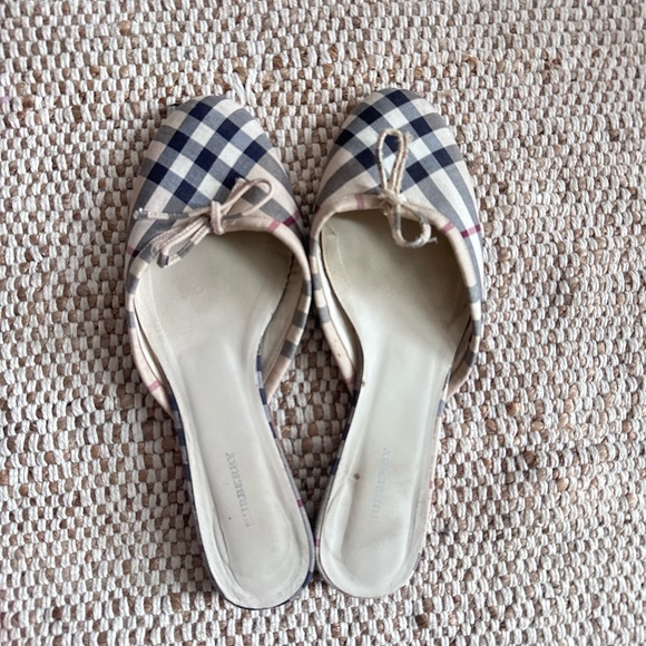 Burberry | Canvas Plaid Print Mules - Picture 6 of 7